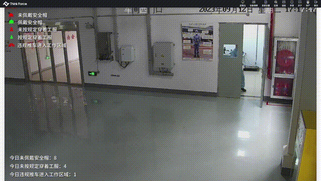 Factory floor PPE and safety compliance monitoring with live violation counts